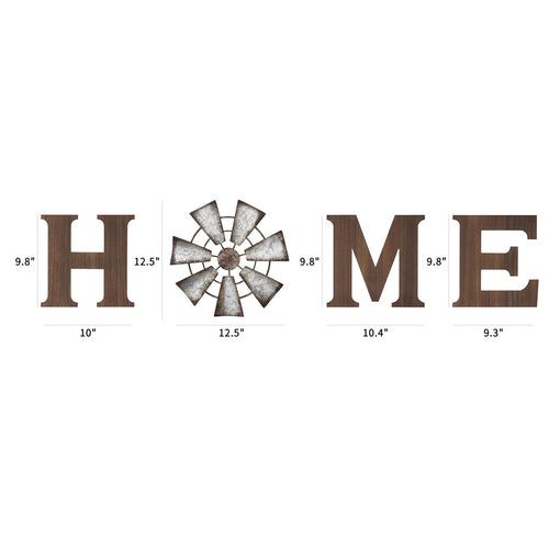 Rustic Farmhouse HOME Wall Sign with Windmill Accent